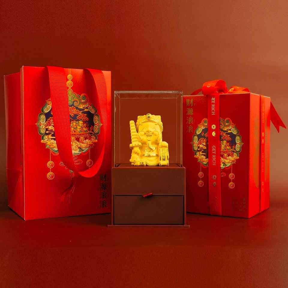 24K擺件財神-招財進寶(首飾盒)